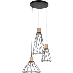 TK Lighting Modesto lámpara colgante 3x10 W negro-madera 10188