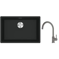 Conjunto fregadero de granito Franke Maris 125.0686.723, grifo de cocina Franke Lina 115.0626.022