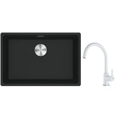 Conjunto fregadero de granito Franke Maris 125.0686.723, grifo de cocina Franke Lina 115.0626.024