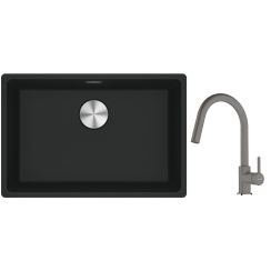 Conjunto fregadero de granito Franke Maris 125.0686.723, grifo de cocina Franke Lina 115.0626.057