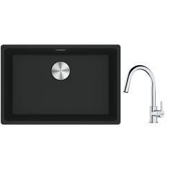 Conjunto fregadero de granito Franke Maris 125.0686.723, grifo de cocina Franke Lina 115.0693.229