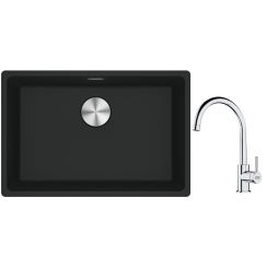 Conjunto fregadero de granito Franke Maris 125.0686.723, grifo de cocina Franke Lina 115.0693.228
