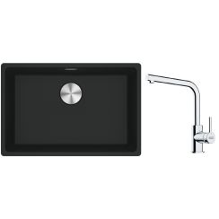 Conjunto fregadero de granito Franke Maris 125.0686.723, grifo de cocina Franke Lina 115.0693.230