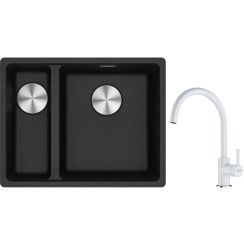 Conjunto fregadero de granito Franke Maris 125.0687.269, grifo de cocina Franke Lina 115.0626.024