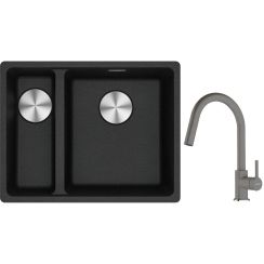 Conjunto fregadero de granito Franke Maris 125.0687.269, grifo de cocina Franke Lina 115.0626.057