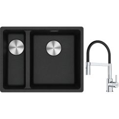Conjunto fregadero de granito Franke Maris 125.0687.269, grifo de cocina Franke Lina 115.0626.085