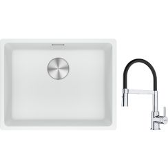 Conjunto fregadero de granito Franke Maris 125.0686.719, grifo de cocina Franke Lina 115.0626.085