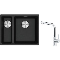 Conjunto fregadero de granito Franke Maris 125.0687.269, grifo de cocina Franke Lina 115.0693.230