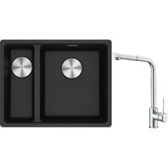 Conjunto fregadero de granito Franke Maris 125.0687.269, grifo de cocina Franke Sirius Side 115.0668.280