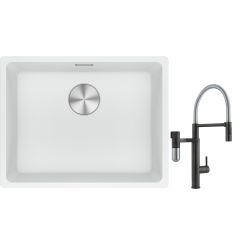Conjunto grifo de cocina Franke Vital Semi-Pro 120.0621.313, fregadero de granito Franke Maris 125.0686.719