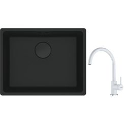 Conjunto fregadero de granito Franke Maris 125.0697.759, grifo de cocina Franke Lina 115.0626.024