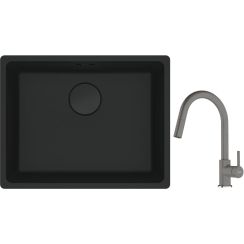 Conjunto fregadero de granito Franke Maris 125.0697.759, grifo de cocina Franke Lina 115.0626.057