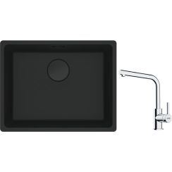Conjunto fregadero de granito Franke Maris 125.0697.759, grifo de cocina Franke Lina 115.0693.230