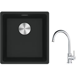 Conjunto fregadero de granito Franke Maris 125.0687.248, grifo de cocina Franke Lina 115.0693.228
