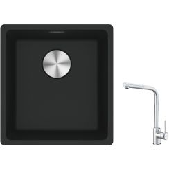 Conjunto fregadero de granito Franke Maris 125.0687.248, grifo de cocina Franke Sirius Side 115.0668.280