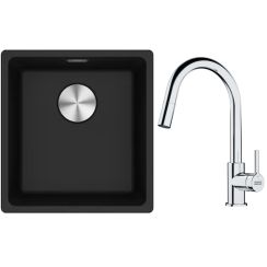 Conjunto fregadero de granito Franke Maris 125.0687.249, grifo de cocina Franke Lina 115.0693.229
