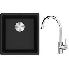 Conjunto fregadero de granito Franke Maris 125.0687.249, grifo de cocina Franke Lina 115.0693.228