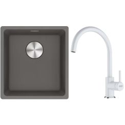 Conjunto fregadero de granito Franke Maris 125.0698.001, grifo de cocina Franke Lina 115.0626.024