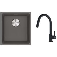 Conjunto fregadero de granito Franke Maris 125.0698.001, grifo de cocina Franke Lina 115.0626.053