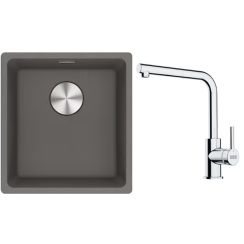 Conjunto fregadero de granito Franke Maris 125.0698.001, grifo de cocina Franke Lina 115.0712.420