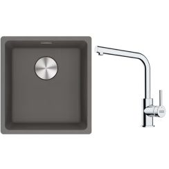 Conjunto fregadero de granito Franke Maris 125.0698.001, grifo de cocina Franke Lina 115.0693.230