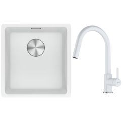 Conjunto fregadero de granito Franke Maris 125.0687.251, grifo de cocina Franke Lina 115.0626.081