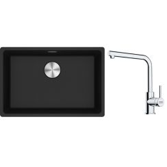 Conjunto fregadero de granito Franke Maris 125.0686.724, grifo de cocina Franke Lina 115.0712.420