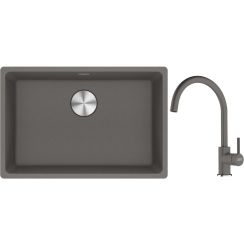 Conjunto fregadero de granito Franke Maris 125.0686.725, grifo de cocina Franke Lina 115.0626.022