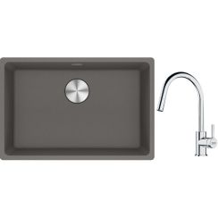 Conjunto fregadero de granito Franke Maris 125.0686.725, grifo de cocina Franke Lina 115.0693.229