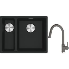 Conjunto fregadero de granito Franke Maris 125.0687.268, grifo de cocina Franke Lina 115.0626.057