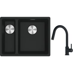 Conjunto fregadero de granito Franke Maris 125.0687.268, grifo de cocina Franke Lina 115.0626.053