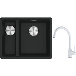 Conjunto fregadero de granito Franke Maris 125.0687.268, grifo de cocina Franke Lina 115.0626.024