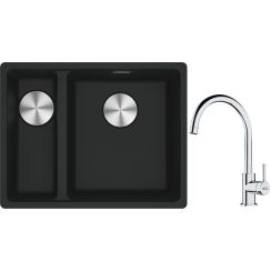 Conjunto fregadero de granito Franke Maris 125.0687.268, grifo de cocina Franke Lina 115.0693.228
