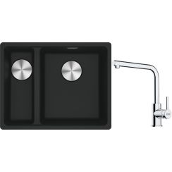 Conjunto fregadero de granito Franke Maris 125.0687.268, grifo de cocina Franke Lina 115.0712.420