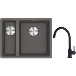 Conjunto fregadero de granito Franke Maris 125.0687.270, grifo de cocina Franke Lina 115.0626.019