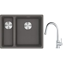Conjunto fregadero de granito Franke Maris 125.0687.270, grifo de cocina Franke Lina 115.0693.229