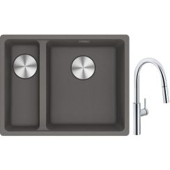 Conjunto fregadero de granito Franke Maris 125.0687.270, grifo de cocina Franke Pescara L Slide-In 115.0538.940