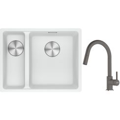 Conjunto fregadero de granito Franke Maris 125.0687.271, grifo de cocina Franke Lina 115.0626.057