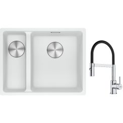 Conjunto fregadero de granito Franke Maris 125.0687.271, grifo de cocina Franke Lina 115.0626.085