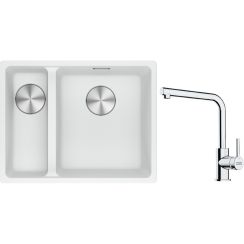 Conjunto fregadero de granito Franke Maris 125.0687.271, grifo de cocina Franke Lina 115.0712.420