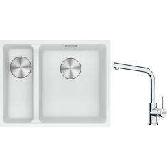 Conjunto fregadero de granito Franke Maris 125.0687.271, grifo de cocina Franke Lina 115.0693.230