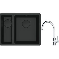 Conjunto fregadero de granito Franke Maris 125.0697.756, grifo de cocina Franke Lina 115.0693.228