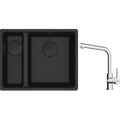Conjunto fregadero de granito Franke Maris 125.0697.756, grifo de cocina Franke Lina 115.0693.230