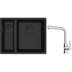 Conjunto fregadero de granito Franke Maris 125.0697.756, grifo de cocina Franke Lina 115.0712.420