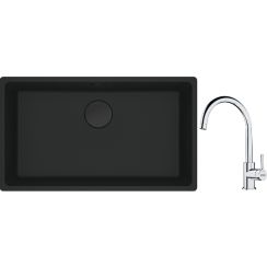 Conjunto fregadero de granito Franke Maris 125.0697.757, grifo de cocina Franke Lina 115.0693.228