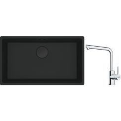 Conjunto fregadero de granito Franke Maris 125.0697.757, grifo de cocina Franke Lina 115.0712.420