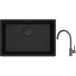 Conjunto fregadero de granito Franke Maris 125.0697.758, grifo de cocina Franke Lina 115.0626.022