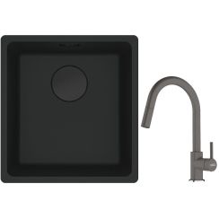 Conjunto fregadero de granito Franke Maris 125.0697.760, grifo de cocina Franke Lina 115.0626.057