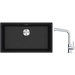 Conjunto fregadero de granito Franke Maris 125.0686.638, grifo de cocina Franke Lina 115.0693.230
