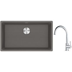 Conjunto fregadero de granito Franke Maris 125.0686.639, grifo de cocina Franke Lina 115.0693.228
